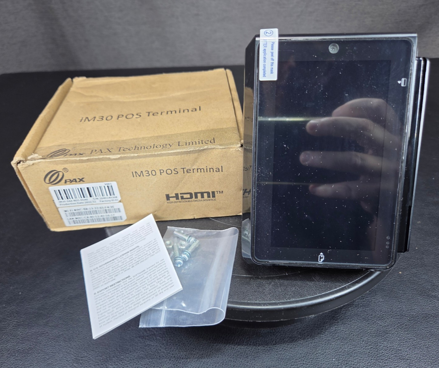 PAX IM30 Wired Credit Card Terminal IM30-0AA-RD5-0DA0 Series with Mount & Screws