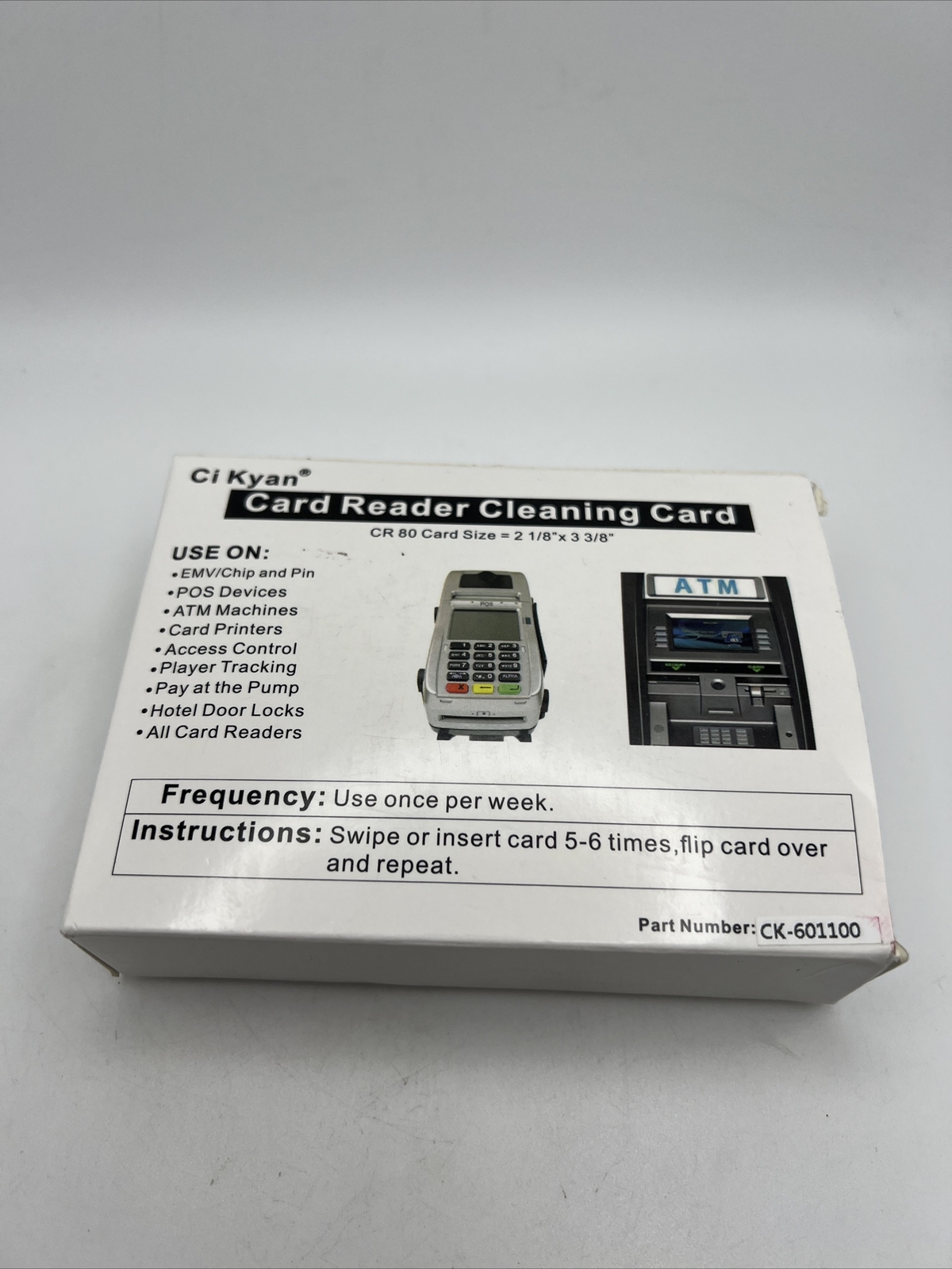 Ci Kyan Card Reader Cleaning Cards CR 80 Card Size 2 1/8 x 3 3/8 CK-601100