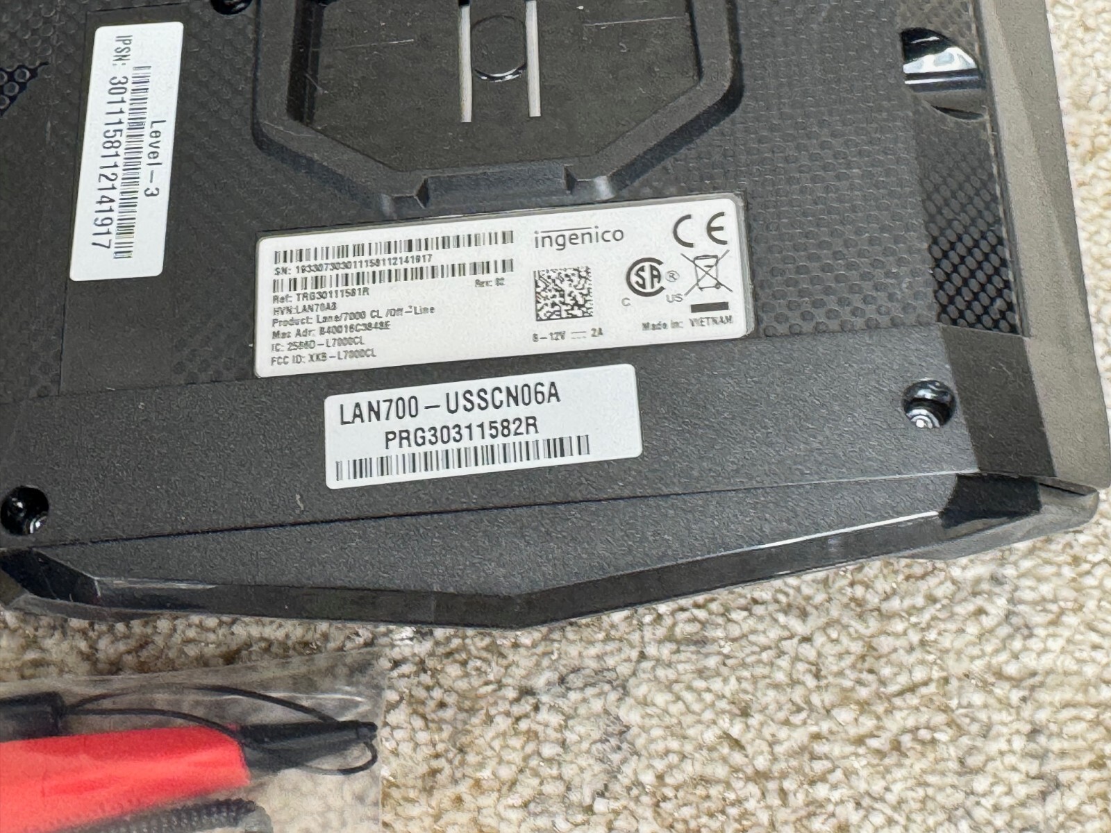 Lot 3 – INGENICO LANE/7000 LAN700/USBRD01A Untested / For parts / Repair – Read