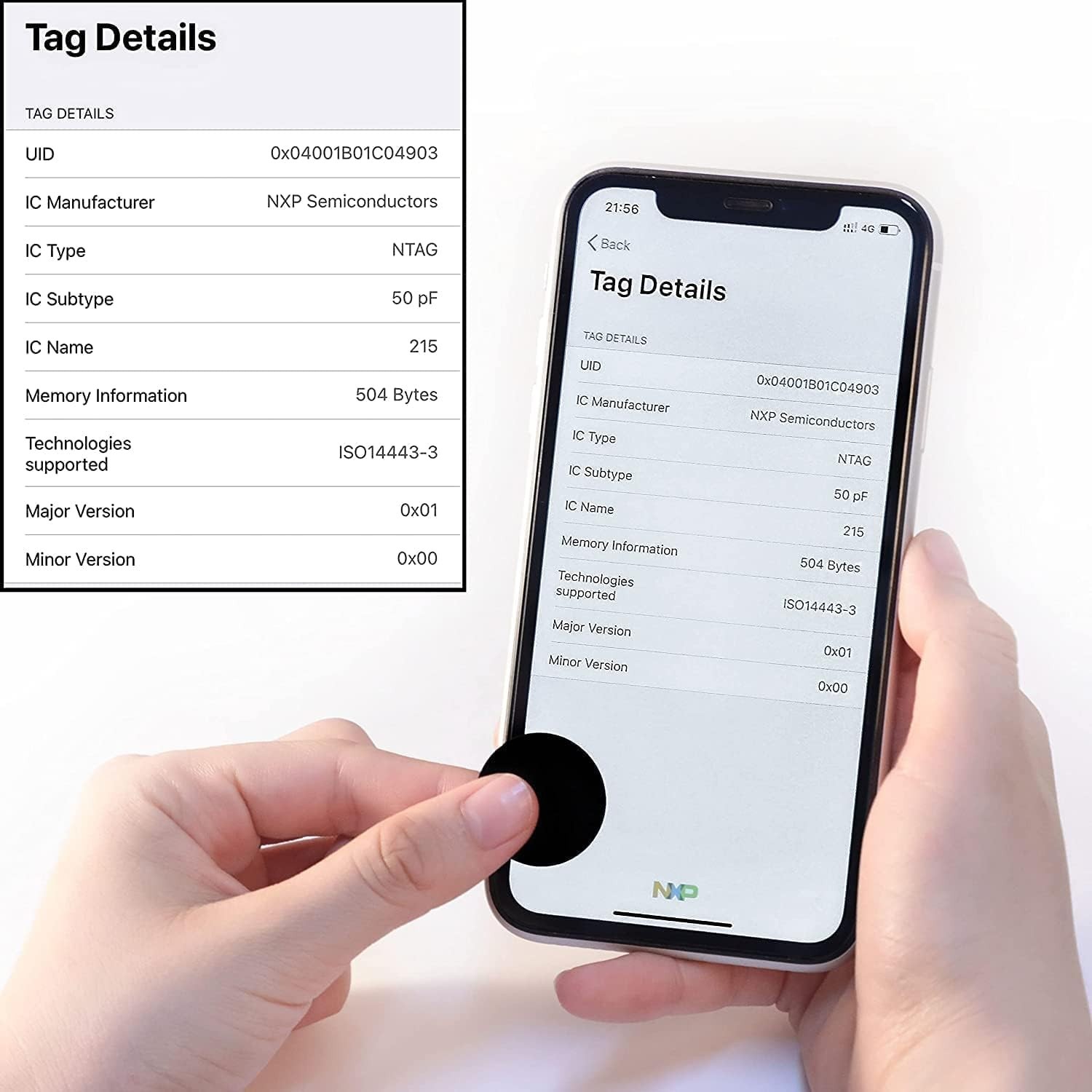 Versatile Waterproof NFC Coins – 100 Black 13.56MHz Adhesive Tags for Android