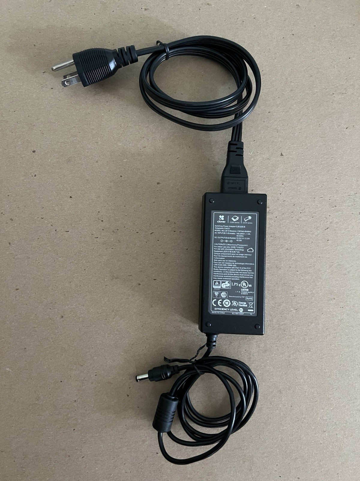 12V Original Clover C300 C400 Series POS System AC Adapter Power Supply Cord