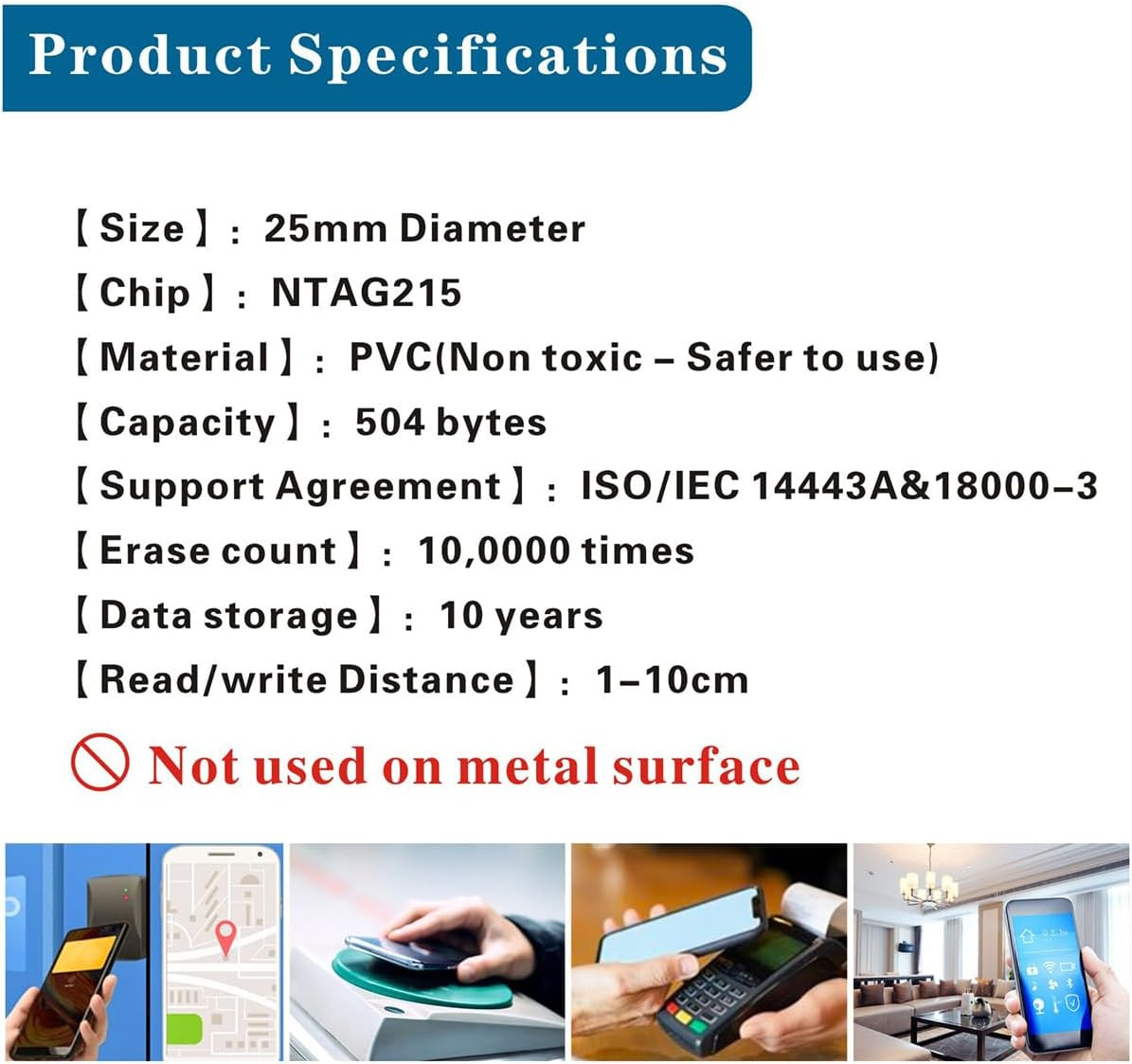 50pcs NFC Tags NTAG215 NFC Cards Blank NFC Chips NFC 215 Tag Rewritable NFC Tag,