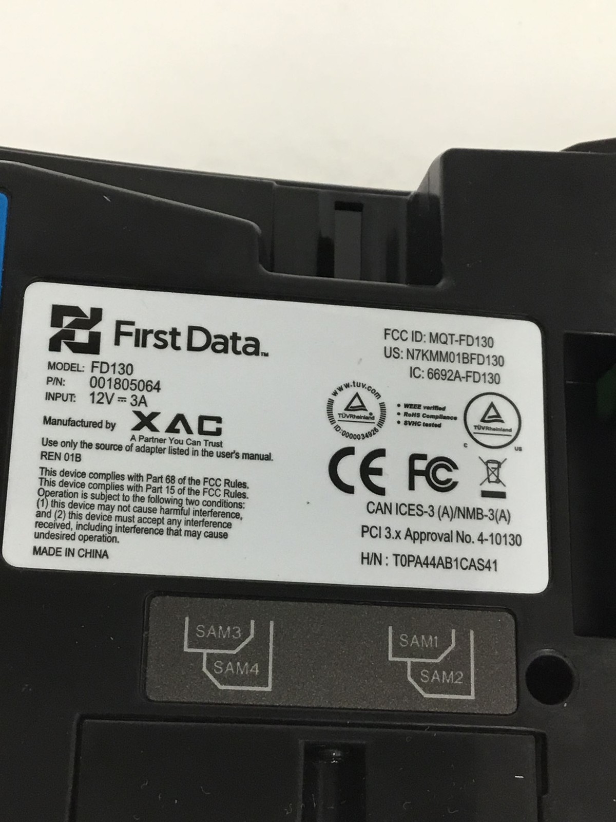 2x FIRST DATA FD130 Credit Card Terminal Chip Reader No Ac Adapter WORKING QTY