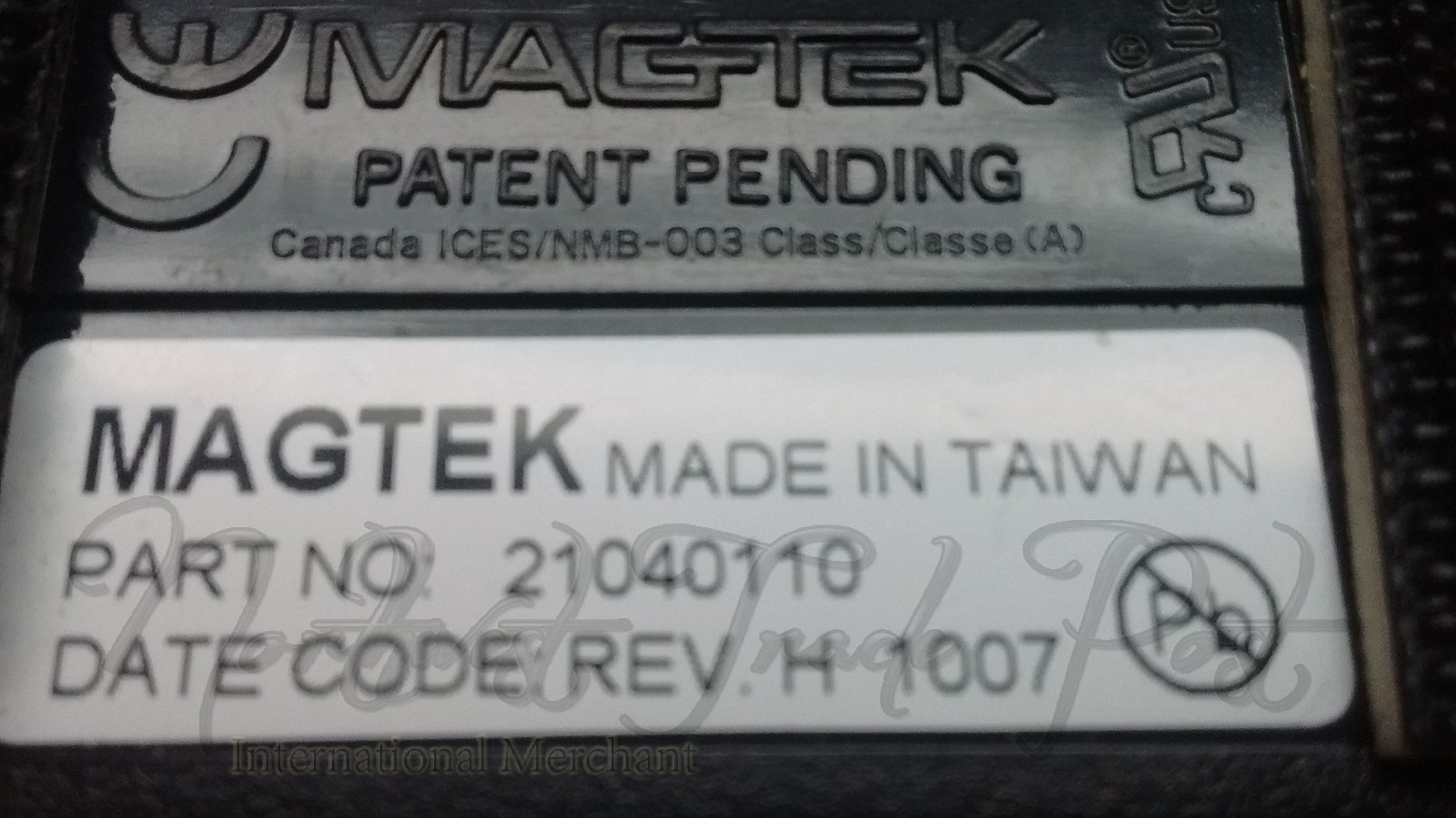 MagTek USB Credit Card Reader Part No. 21040110 Keyboard Emulation Track I/II