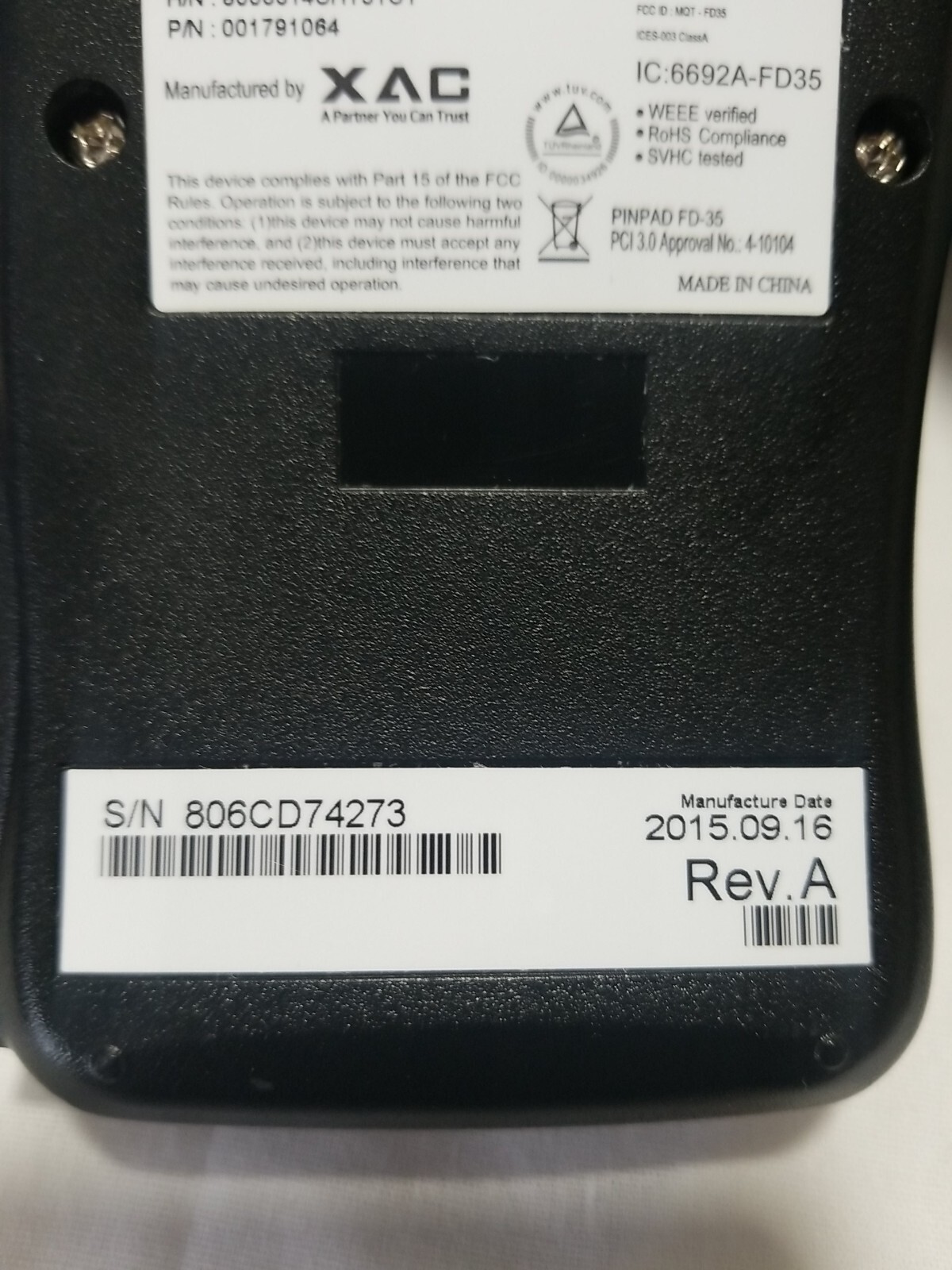 First Data FD130 Duo Credit Card Terminal W/Pinpad FD35