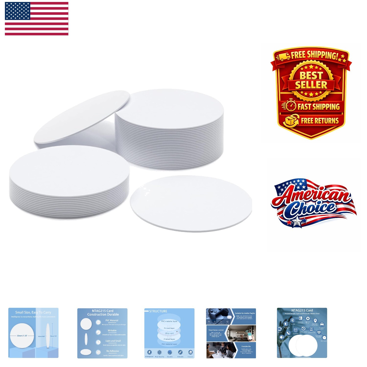 Durable 30mm NFC Tags – 12 Rewritable Cards Compatible with All NFC Smartphones