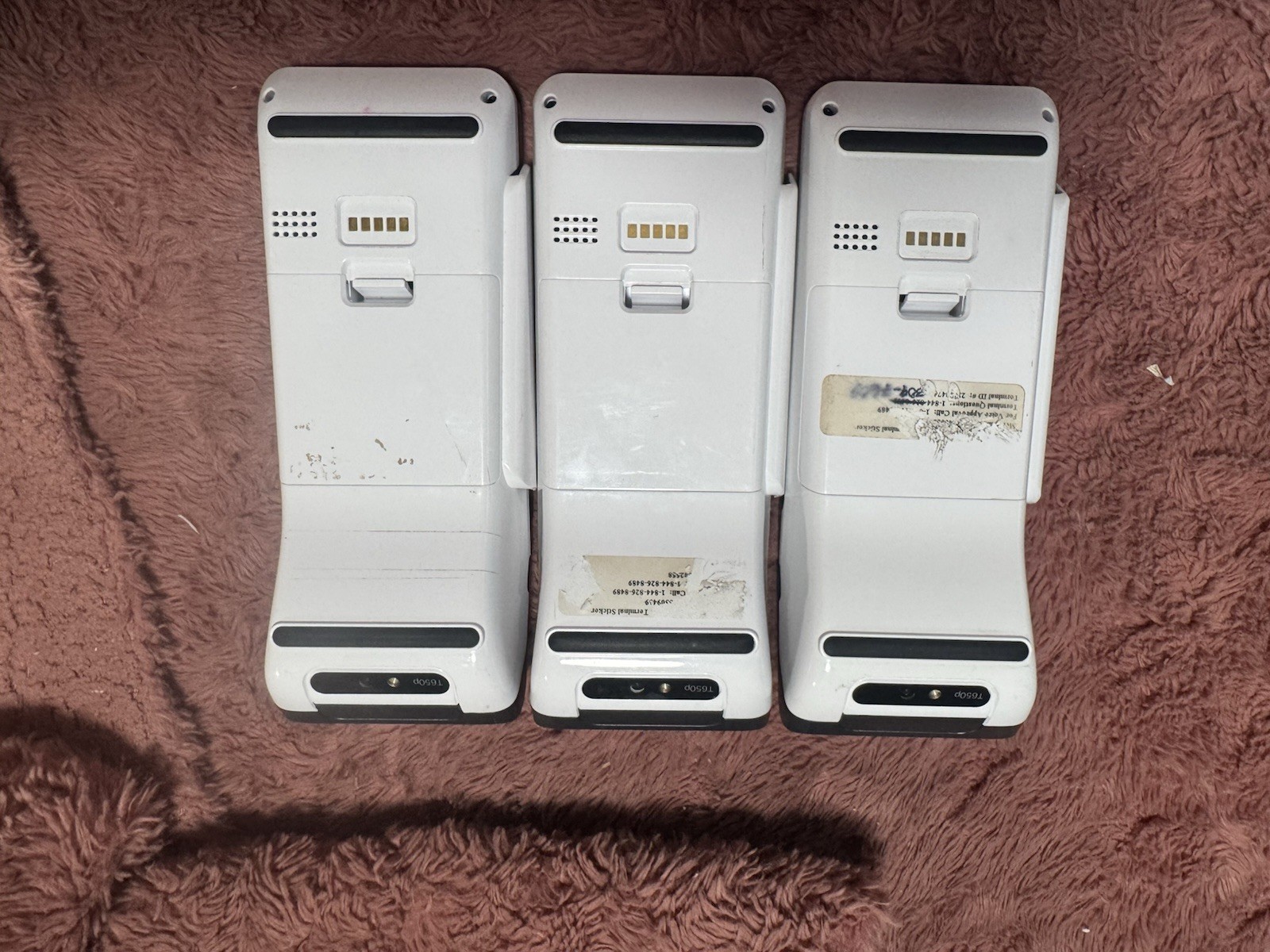 Two Verifone T650p touchscreen credit card terminals