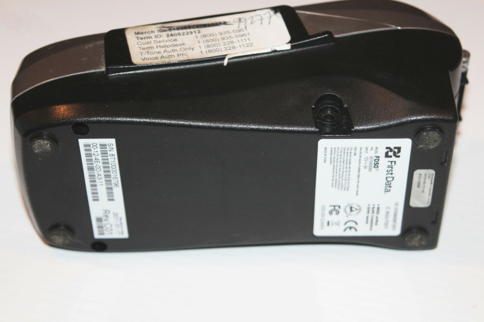 First Data FD-50Ti Credit Card Terminal + Printer 001689064 w/ OEM Power Supply