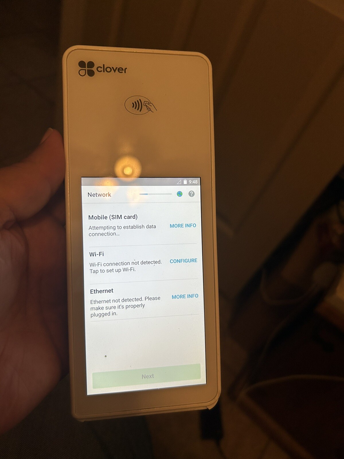 Clover K400 Flex POS Terminal with Charging Cradle, Power Adapter, 17 Receipts