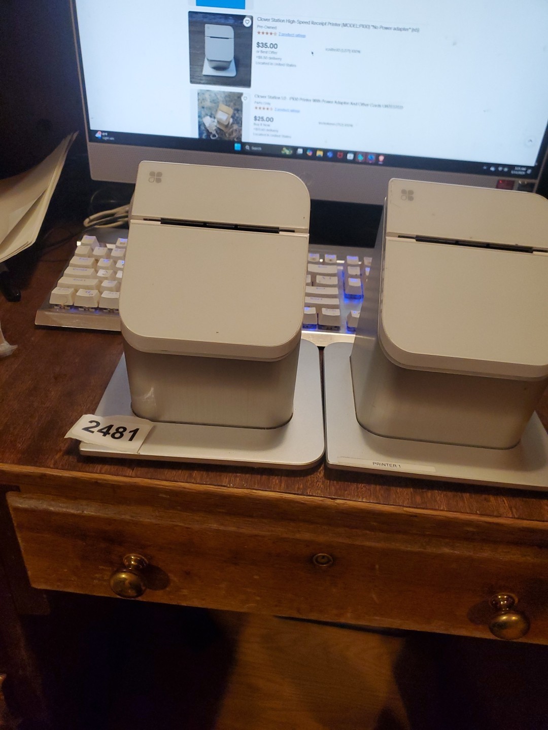 Clover P100 Station Printer Receipt Printer No Wires USED Lot Of 2