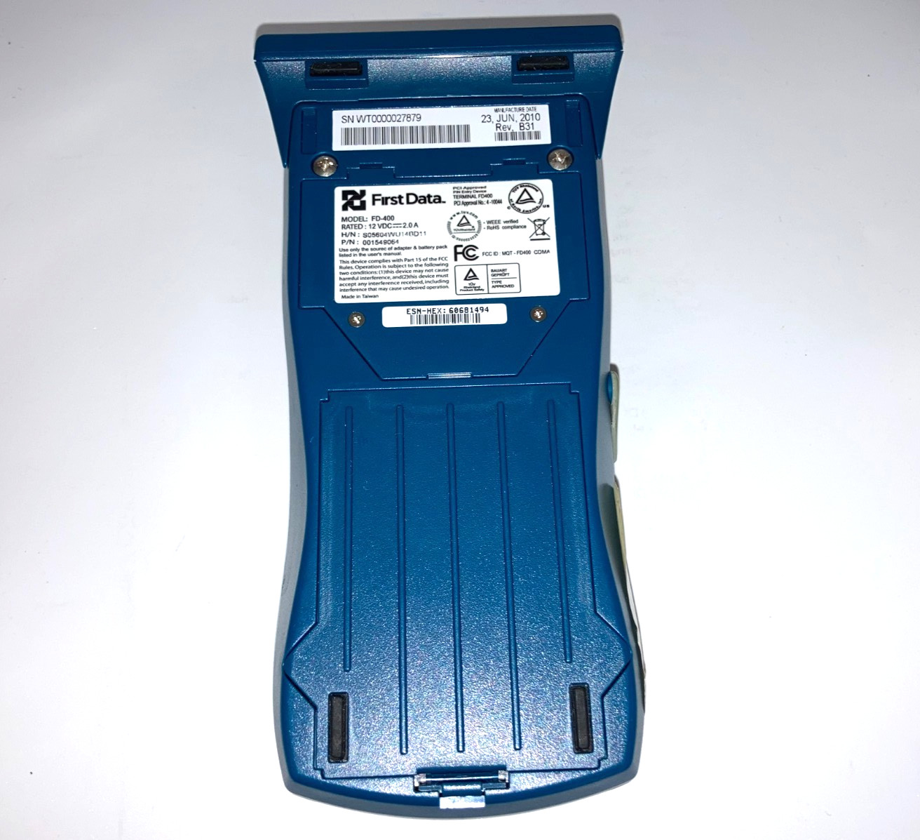 FIRST DATA FD-400 POINT OF SALE CREDIT DEBIT CARD POS MACHINE TERMINAL UNTESTED