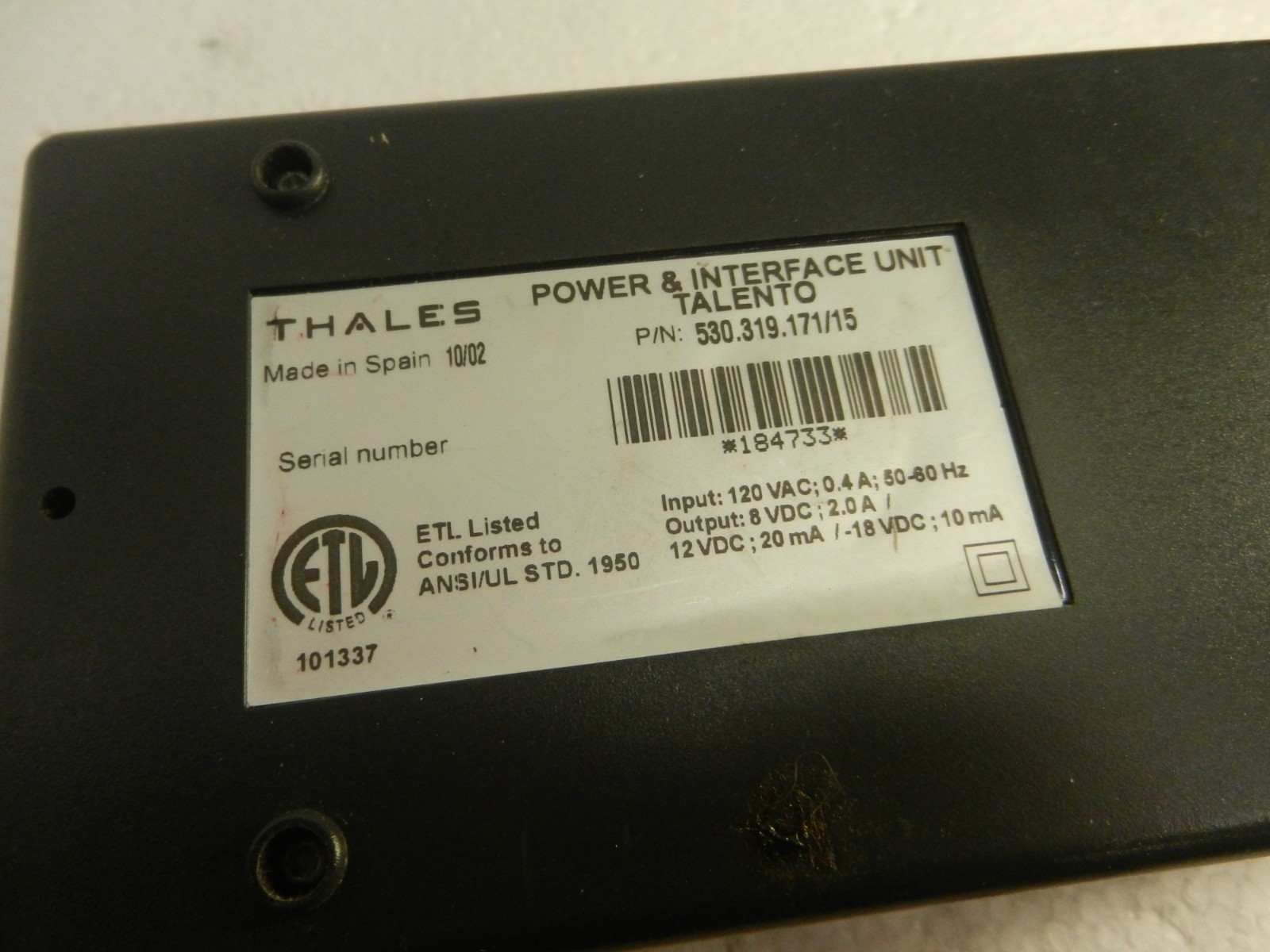 Thales Talento Power & Interface Unit 530.319.171/15 for Credit Card Terminal