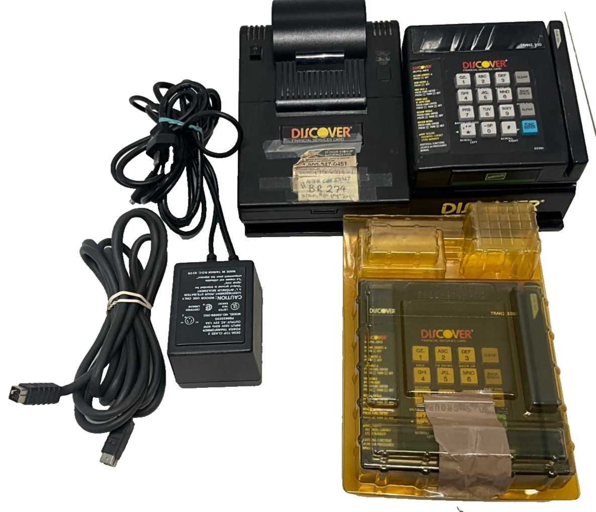 Vintage Discover Tranz 330 POS Credit Card Terminal & VeriFone Printer 250