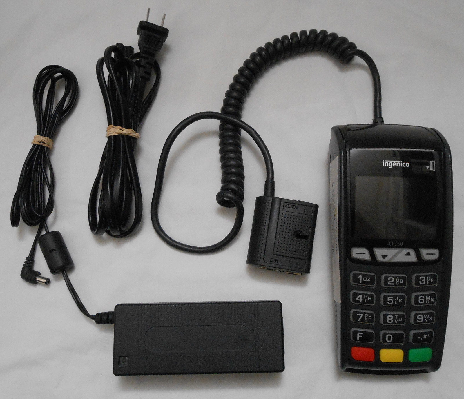 Ingenico ICT250 Credit Debit Card Terminal Reader Printer & Power Supply WORKING