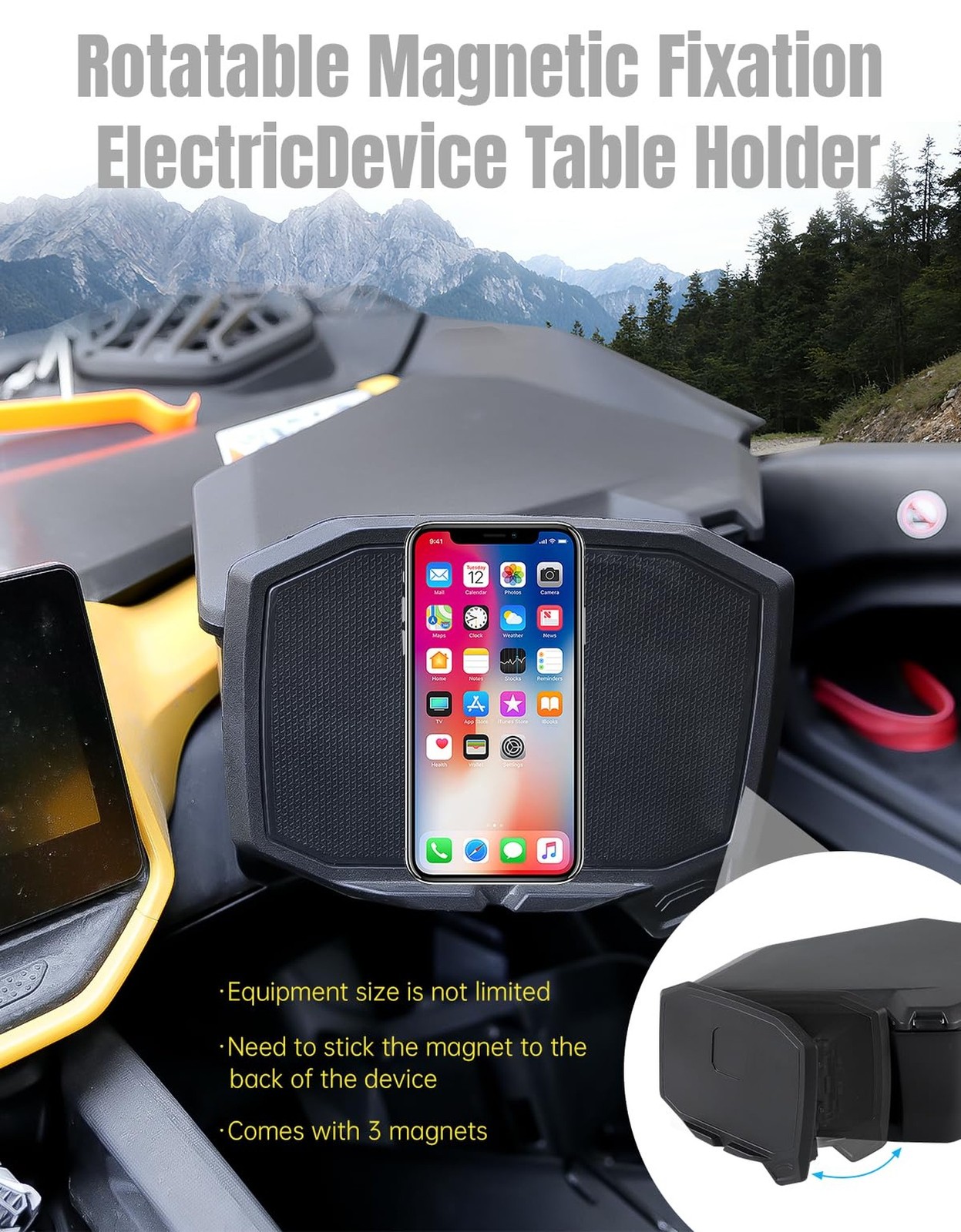 Tablet Phone Holder with 4L Storage Box for Can-Am Maverick R, R X, R X RS 20…