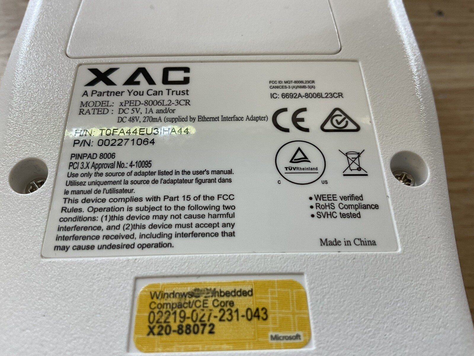 4 Clover XAC xPED-8006L2-3CR Locked LCD Display POS Syst Credit Card /JUA2218