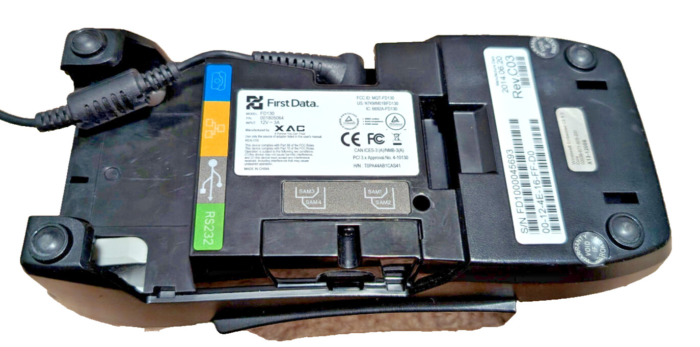 FIRST DATA FD130 – 001805064 Credit Card Terminal w/Paper and Power Adapter
