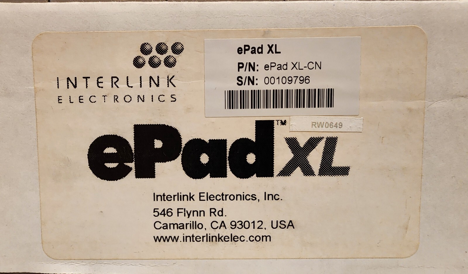 Interlink Electronics Epad XL-CN Credit Card Signature Pad With Cables Kit