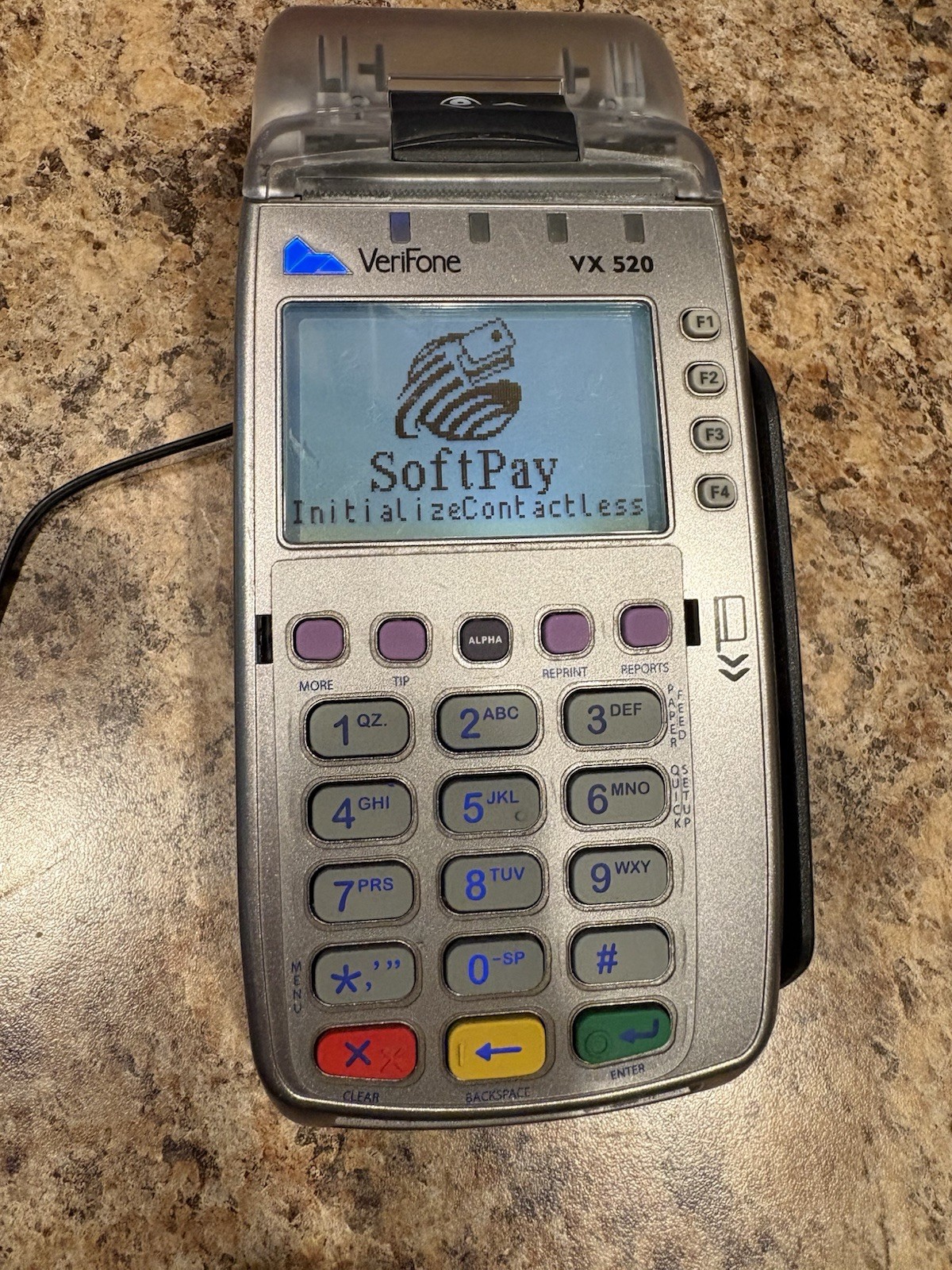 VeriFone VX520 Credit Card Terminal POS W/Power Adapter & Printer Tested Working