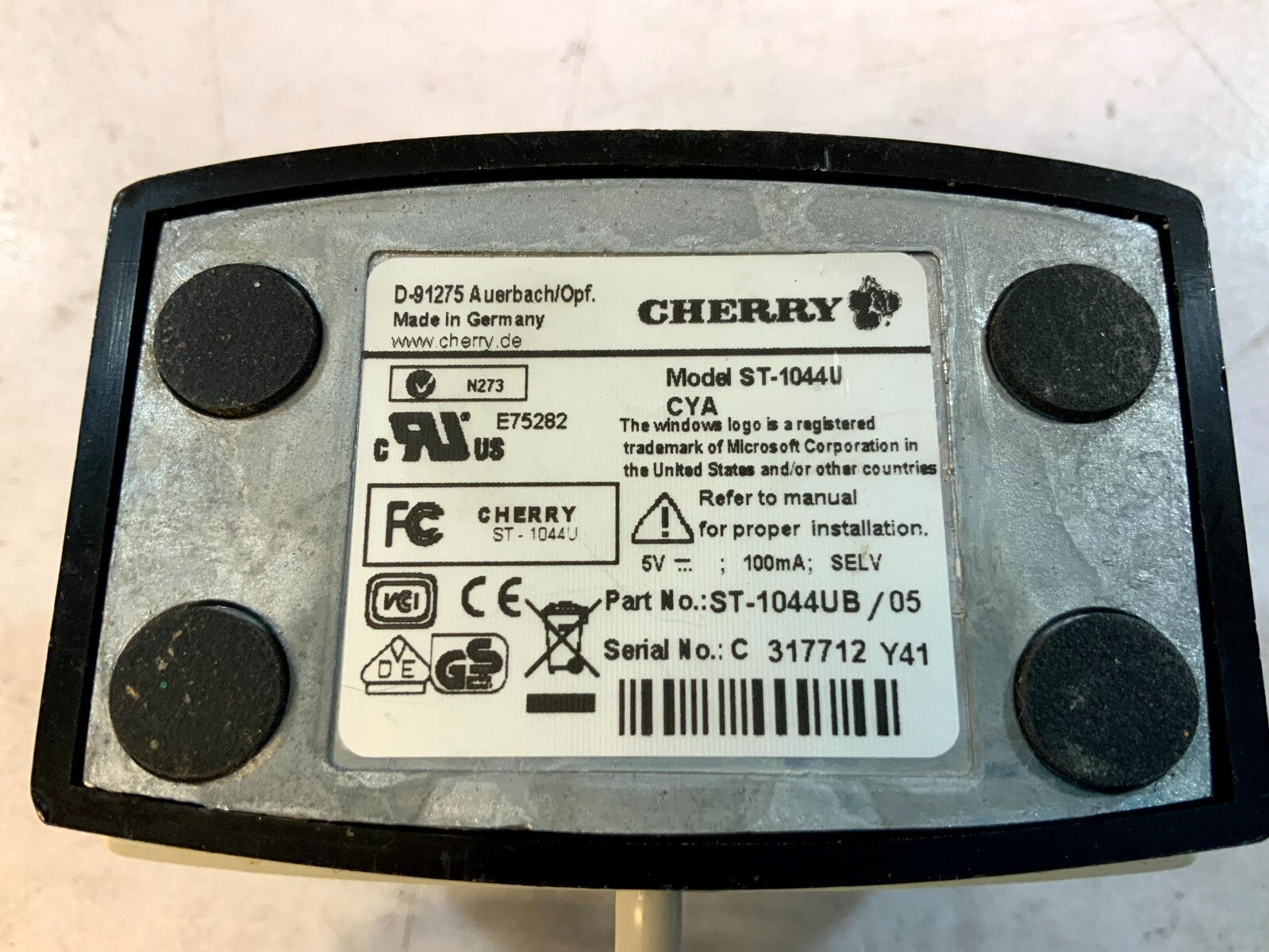 Cherry ST-1044U Standalone Desktop POS Credit Card Reader Gray Wired USB (H1E*)