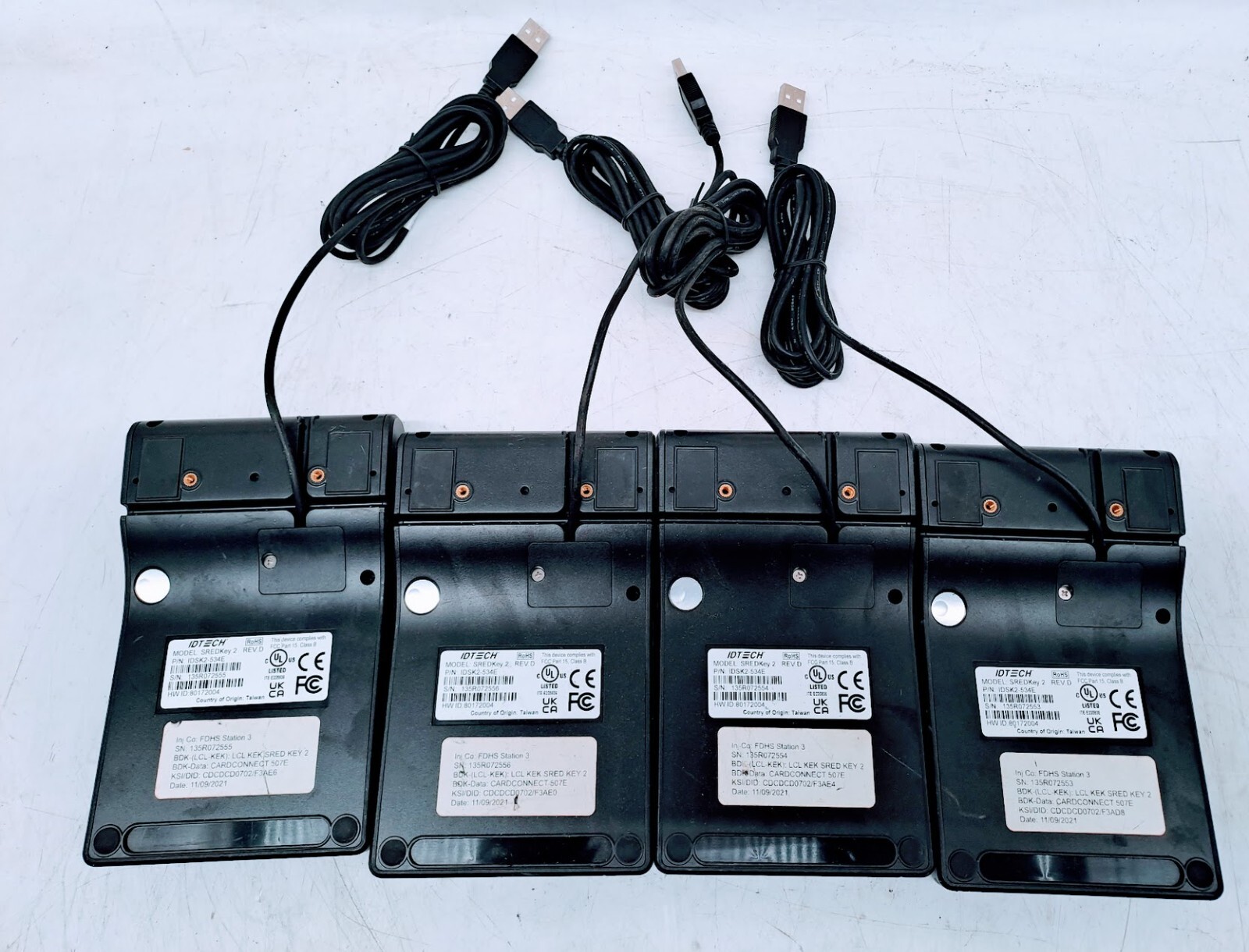 Lot of 4 ID TECH SREDKey 2 IDSK2-534E USB 10-Key Keypad with MagStripe Reader