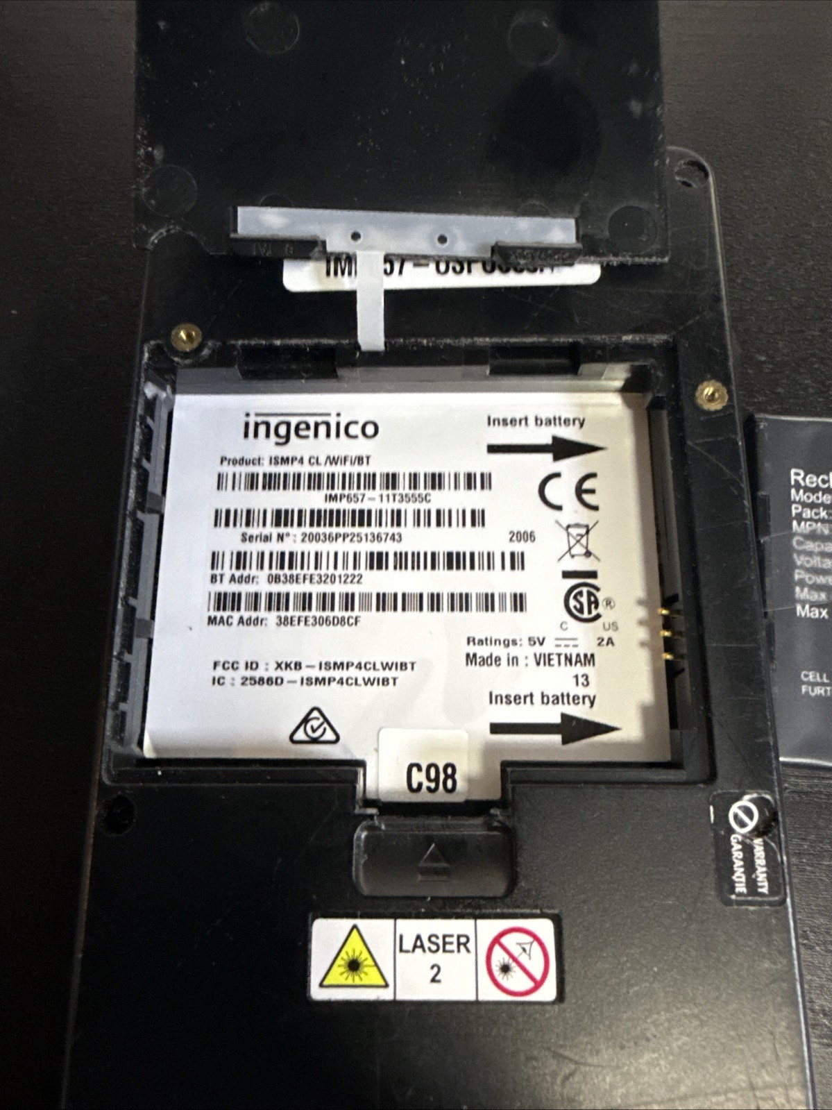 Ingenico ISMP4 Credit Card Reader IMP657 Black