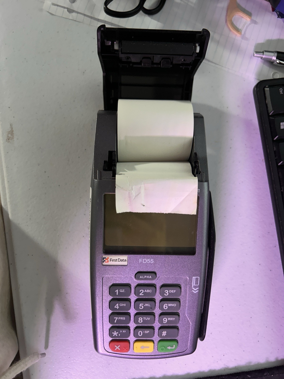 Verifone First Data FD-55 Terminal Used works well, No Power Adapter
