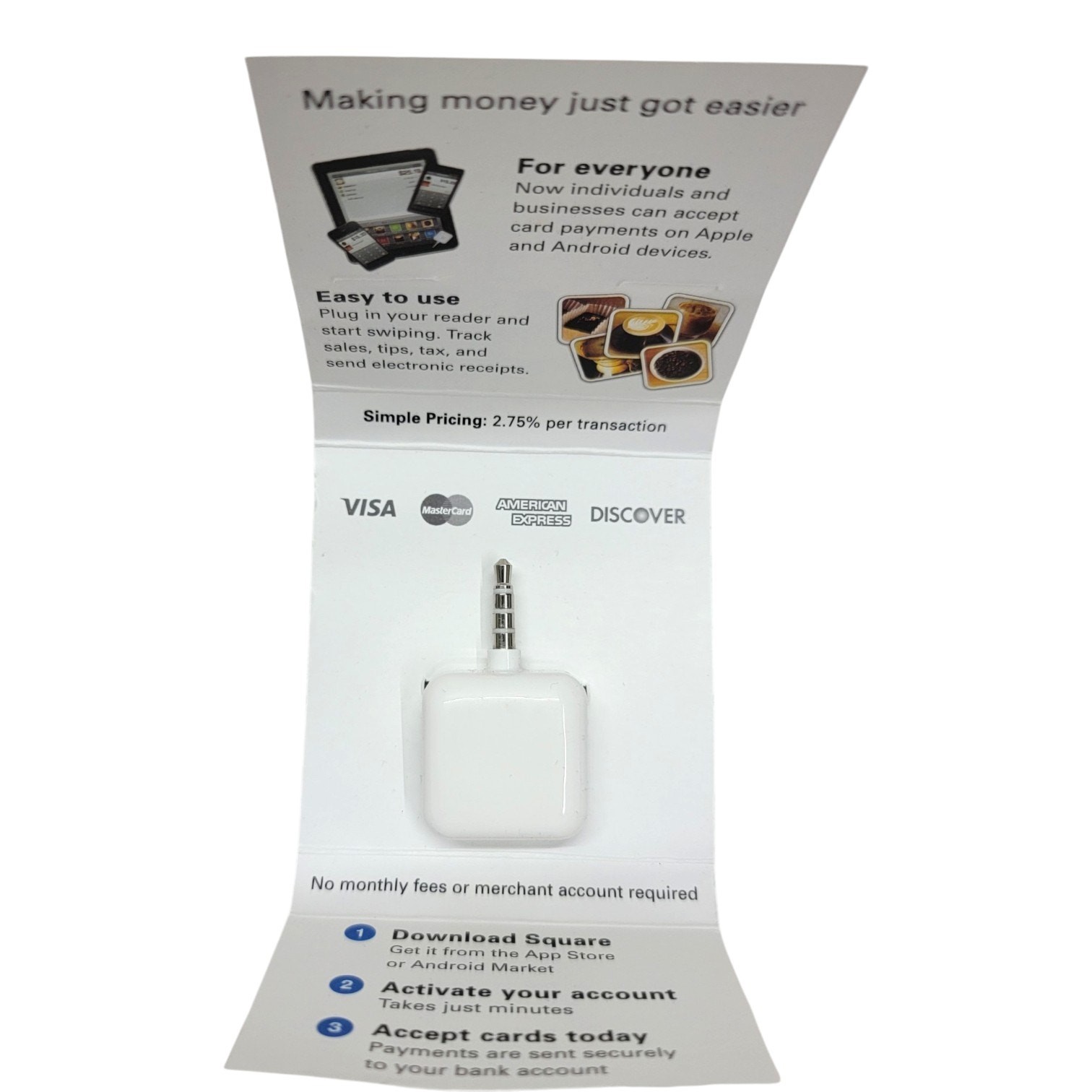 Lot of 2 Square Credit Card Reader 3.5mm Headphone Jack Mobile Swipe Vintage