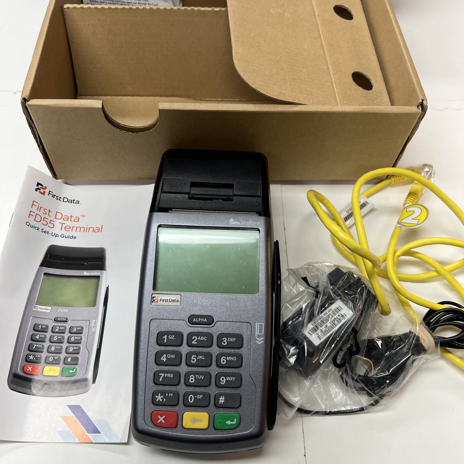 FIRST DATA FD55 Credit Card Reader with Phone and Power Cables