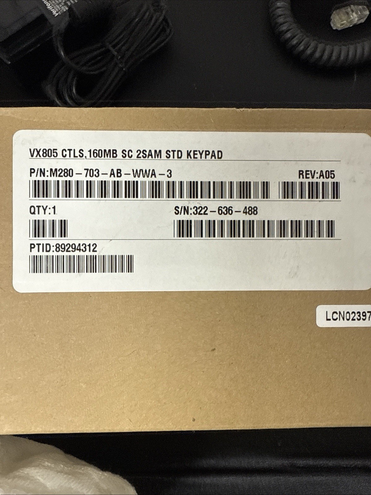 BUNDLE VeriFone VX805 Card/Chip Reader M280-703-AB-WWA-3 + Swivel Stand