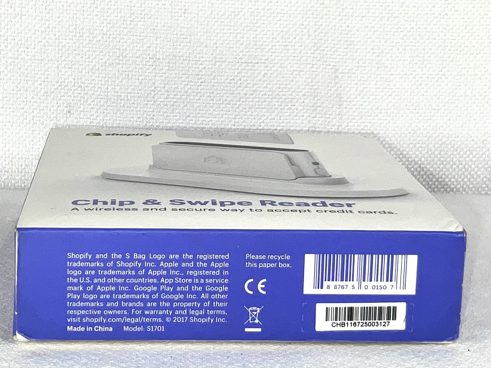 Shopify Chip and Swipe Credit Card Reader White Model S1701 New in Box