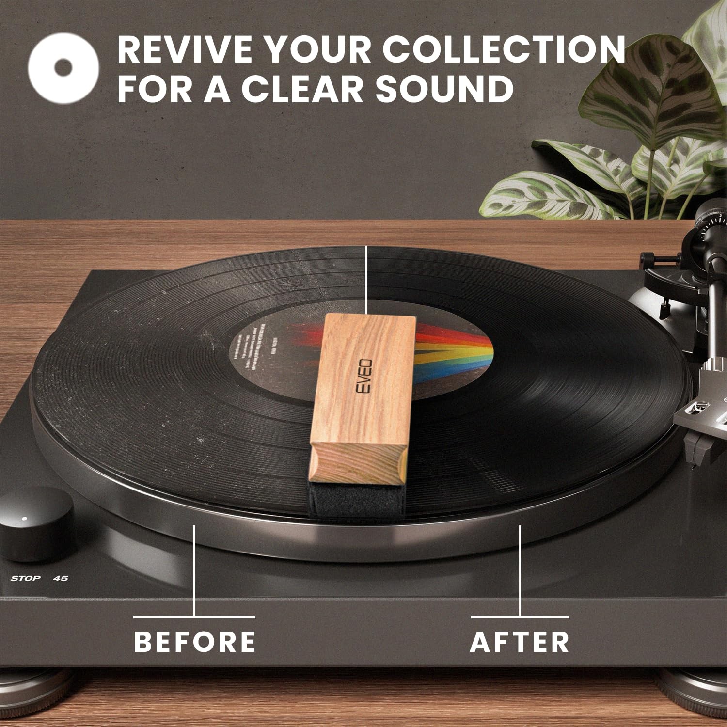 EVEO Vinyl Record Cleaning Kit – 4-in-1 Premium 4 Piece Set, Black