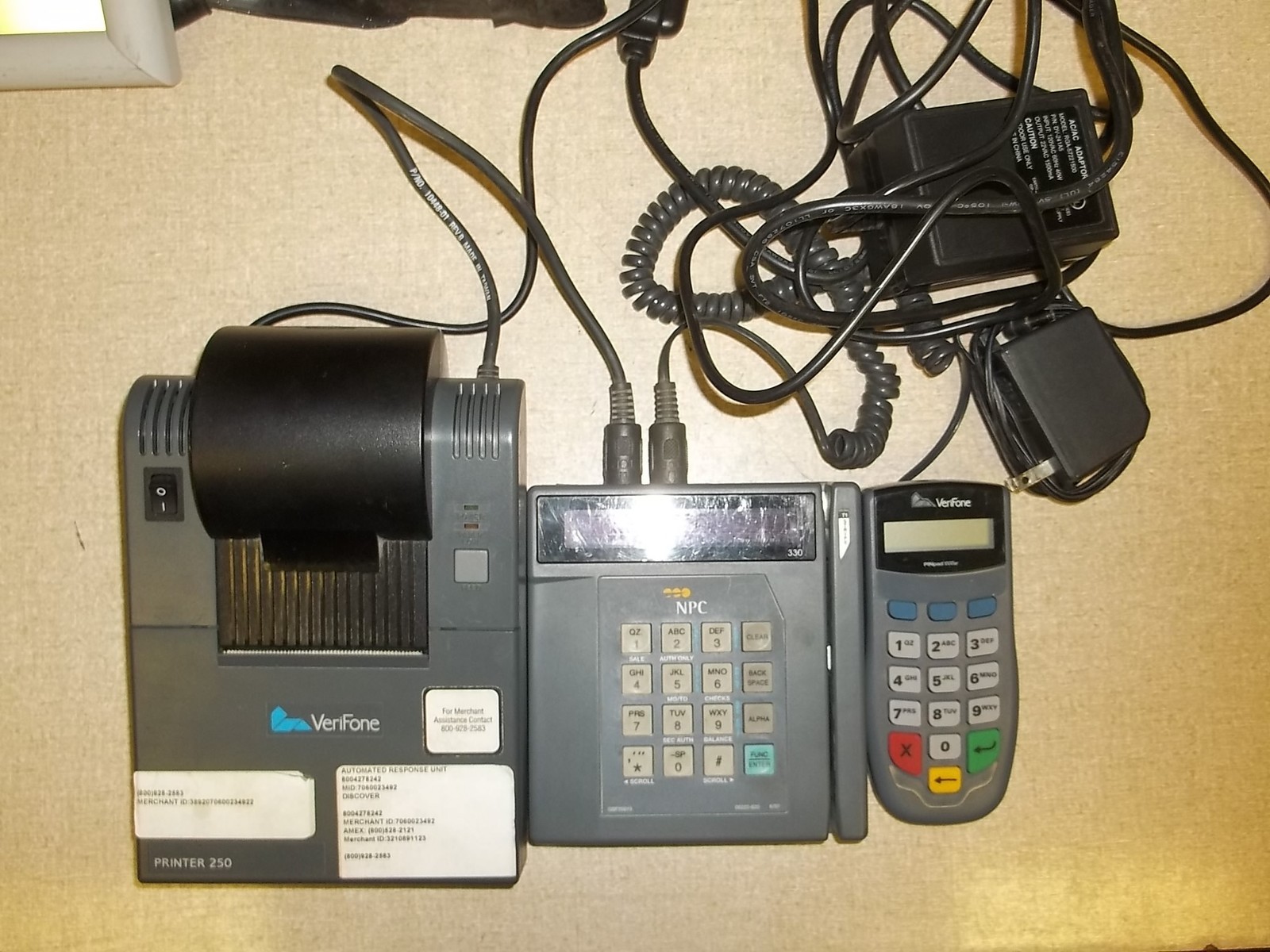 VeriFone Printer Pin Pad Card Reader Set 250 P002-113-00 P003-160-02 Tranz330