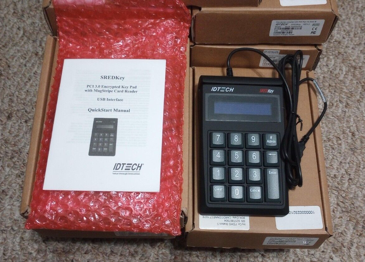 NEW IDTech SREDKEY Keypad Magstripe Reader 507E Encrypted IDSK-534833TEB Rev J