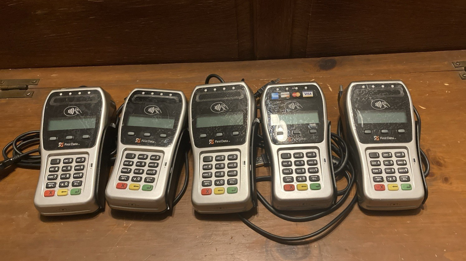 Lot of 5 FirstData FD-35 PIN Pad Credit Card Terminal Reader USB TURNS ON Parts