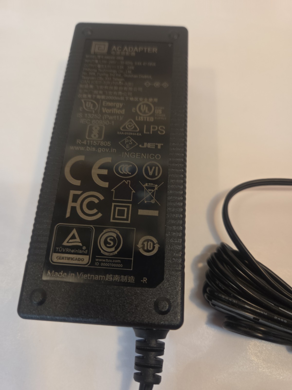 OEM Ingenico Phihong AM24W-080B 8V 3A 24W AC Power Adapter Charger. No Wall Cord