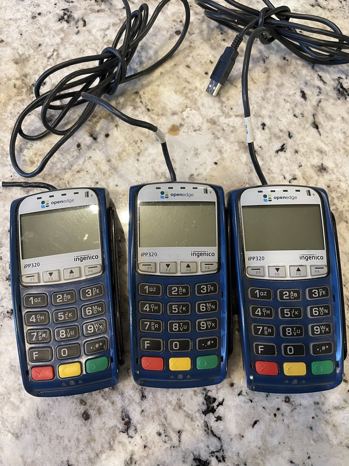 Lot of 3 Ingenico IPP320 Payment Credit Card Terminal w/ Cords Untested