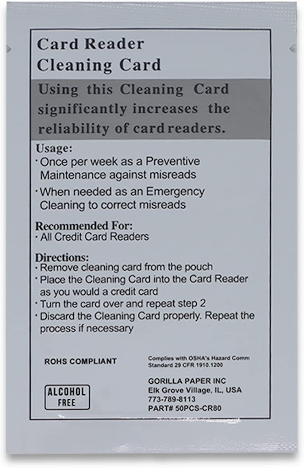 Credit Card Cleaning Cards, Dual Side Card Reader Cleaner, POS Terminal Magne…