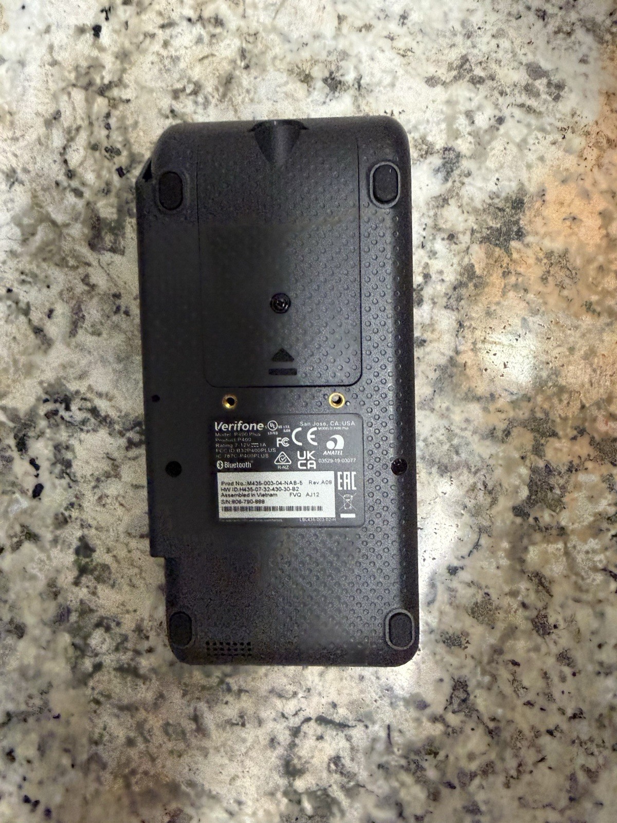 (2) VeriFone P400 Plus Credit Card Terminals (M435-003-04-NAB-5) With Cords