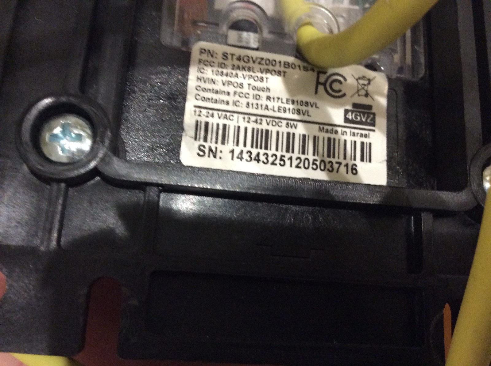 Nayax VPOS Touch Credit Card ST4GVZ001B01S4 Untested