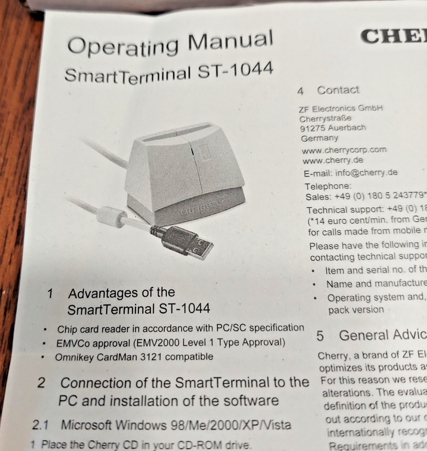 Cherry ST-1044UB USB Smart Card Reader NEW IN BOX with Instructions
