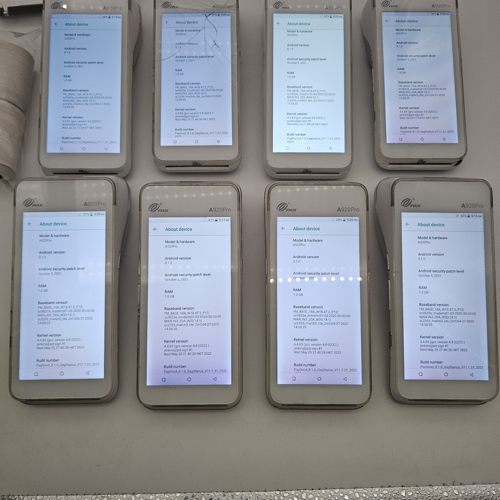 LOT 8 PAX A920pro Android POS Payment Terminals Reset Batteries Cases **READ**