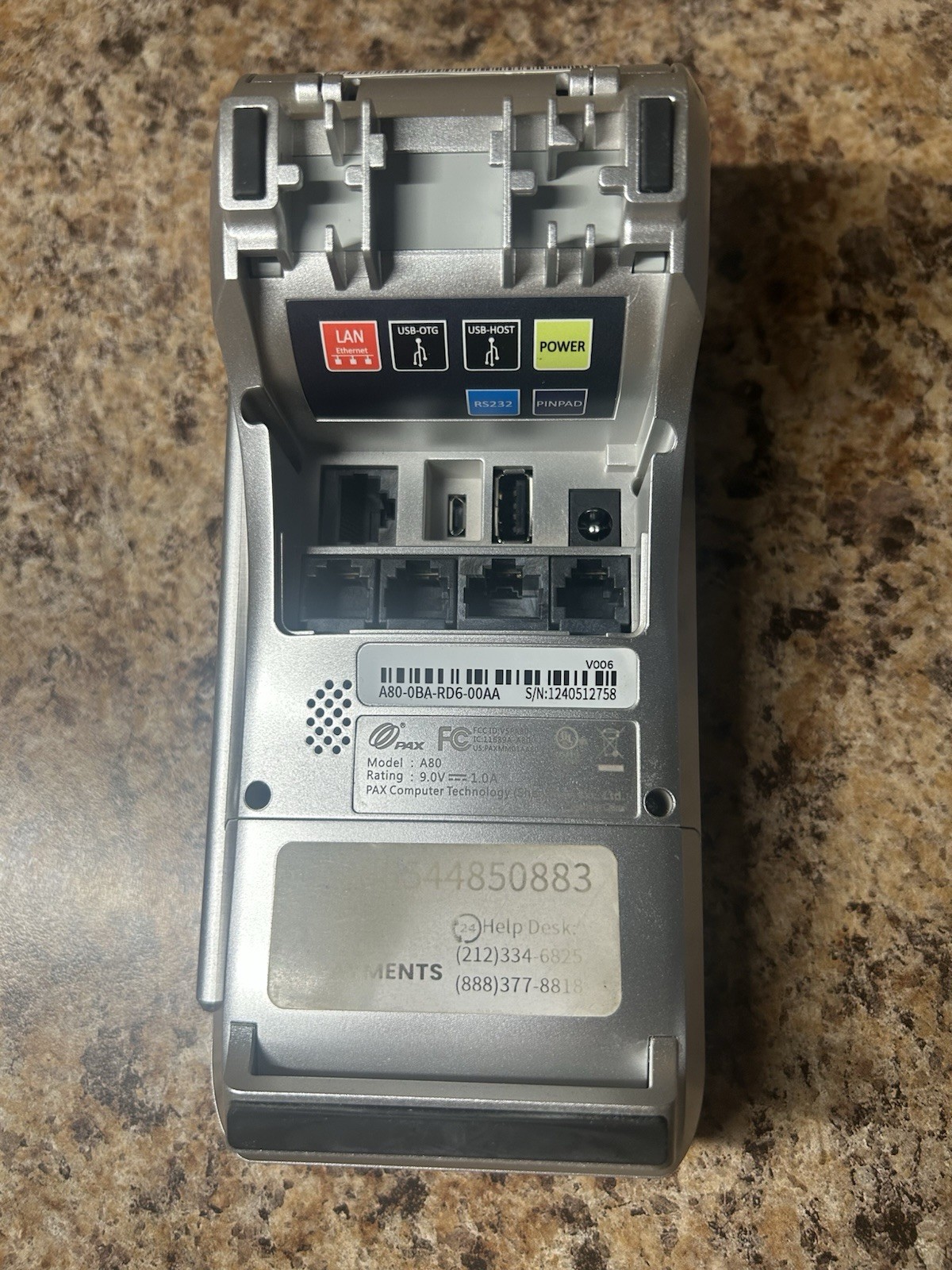 PAX A80 Wired Credit Card Terminal Android Compatible A80-0BA-RD6-00AA