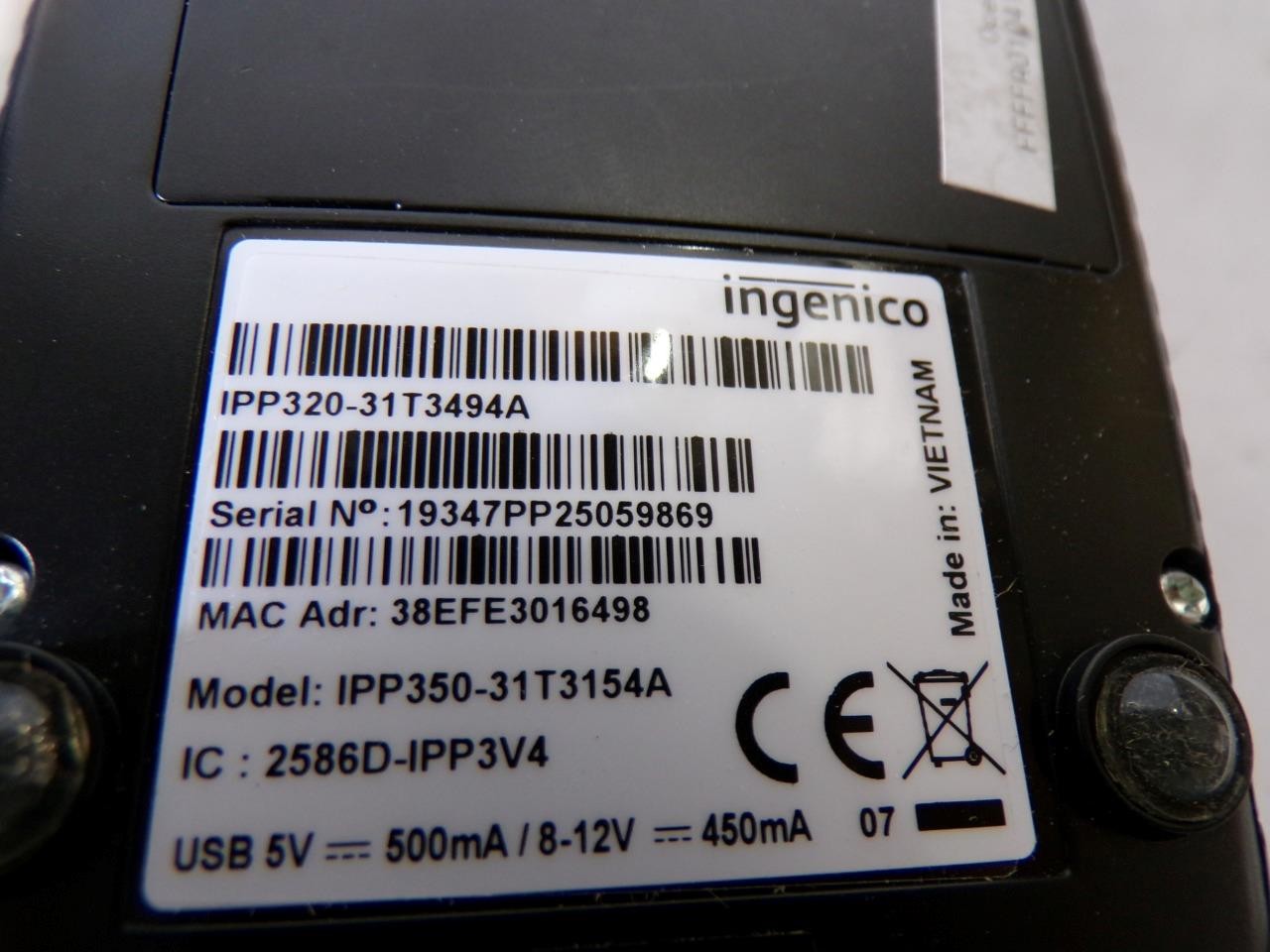 Ingenico iPP320 / IPP350-31T3154A USB POS PIN Pad Payment Terminal (B4518)