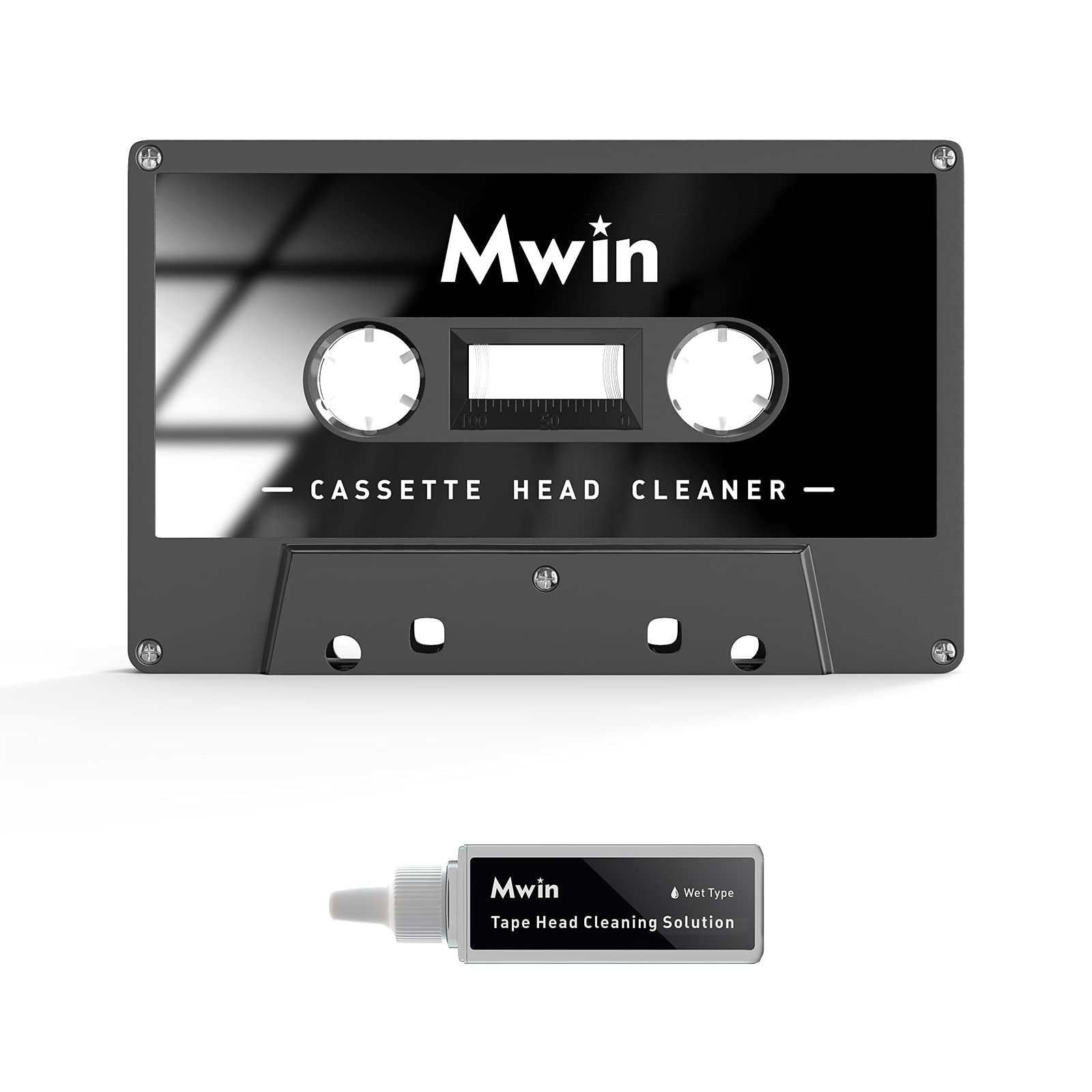 Mwin Audio Cassette Head Cleaner Tape w/ 1 Cleaning Fluids Care Wet…