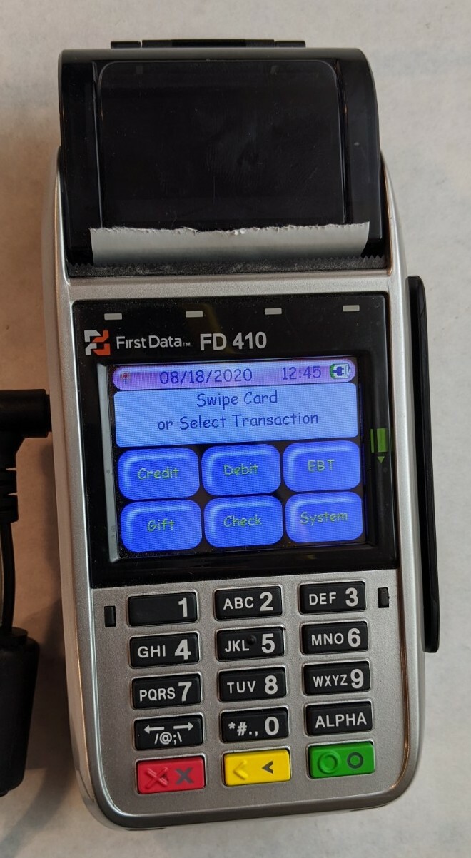 First Data FD 410 aAPT-103PUW Credit Card Payment Processing Terminal