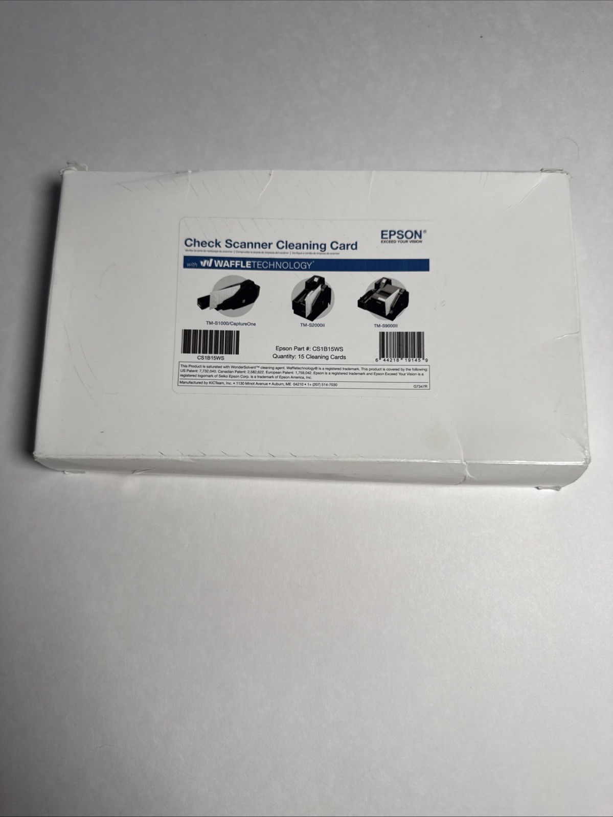 Epson CaptureOne Check Scanner Cleaning Card featuring Waffletechnology 15 Cards