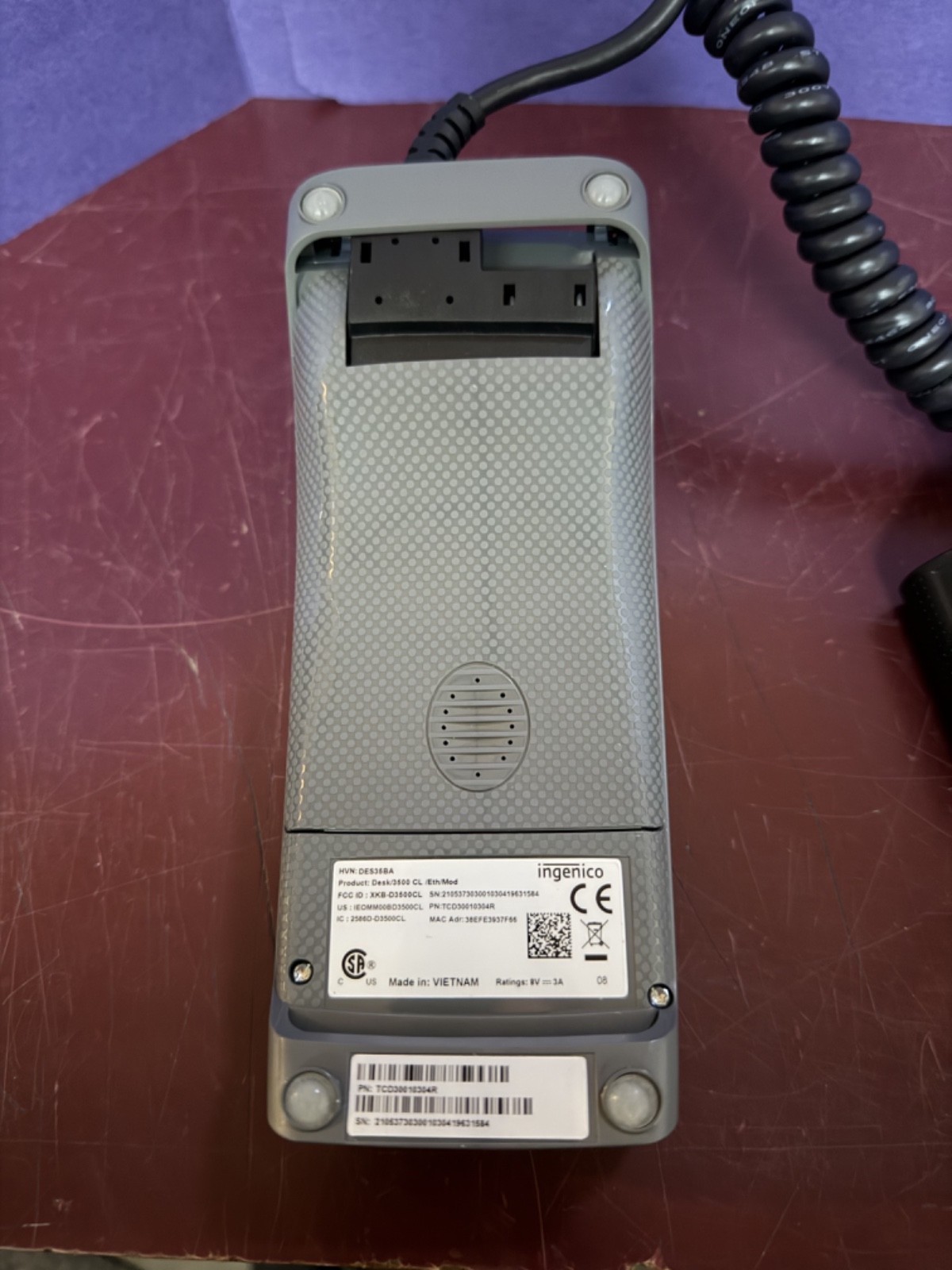 AS IS POWERS ON Ingenico Desk 3500 Credit Card Terminal Reader/Printer DES35BA