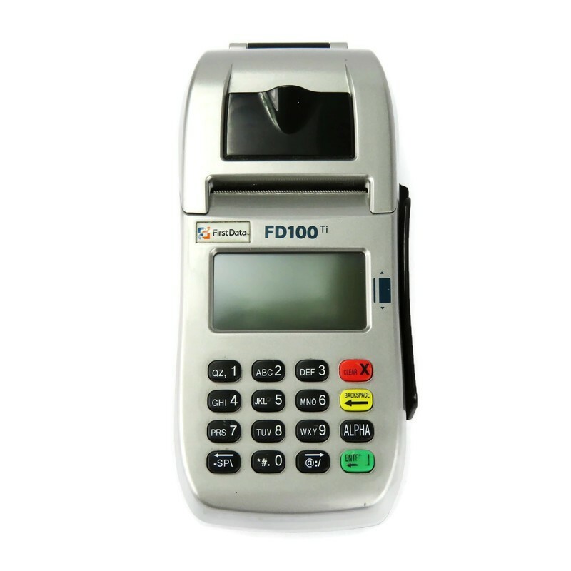 First Data FD100ti Credit Card Machine Used Powers On. No Power Cord