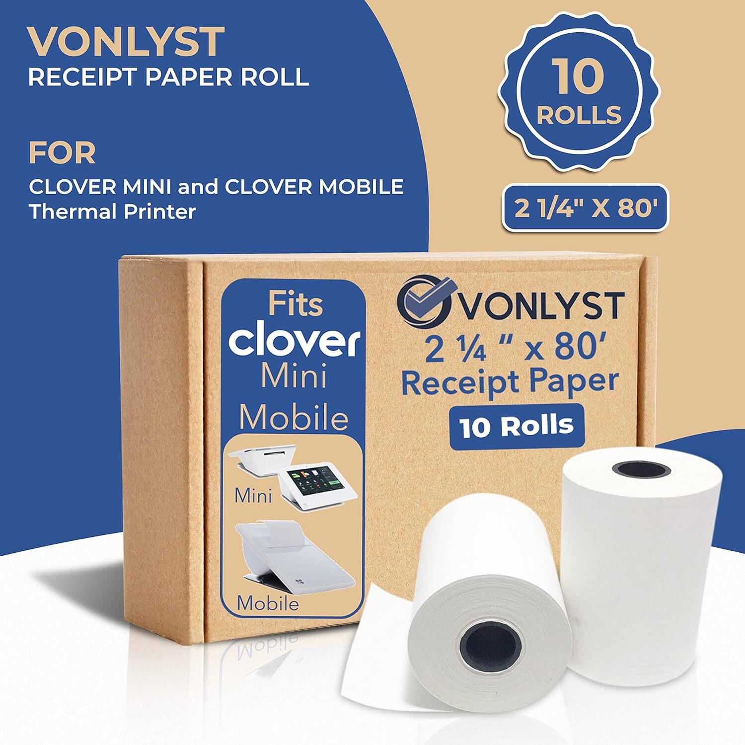 Receipt Paper For Clover Mini And Clover Mobile Thermal Printer 2 1/4 X